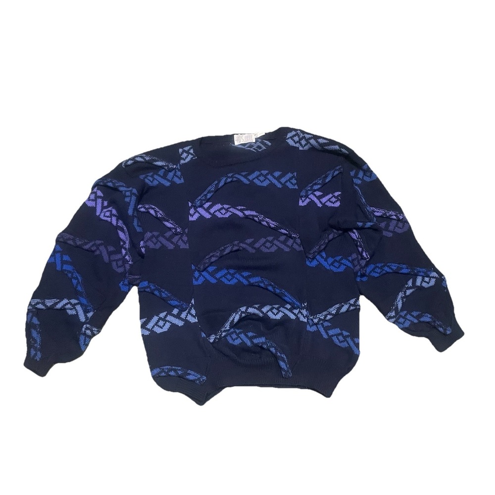 Ros Joffe Vintage Made In England‎ Patchwork Wool Pullover Sweater Size XL